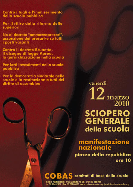 SCIOPERO SCUOLA 12 marzo 2010 