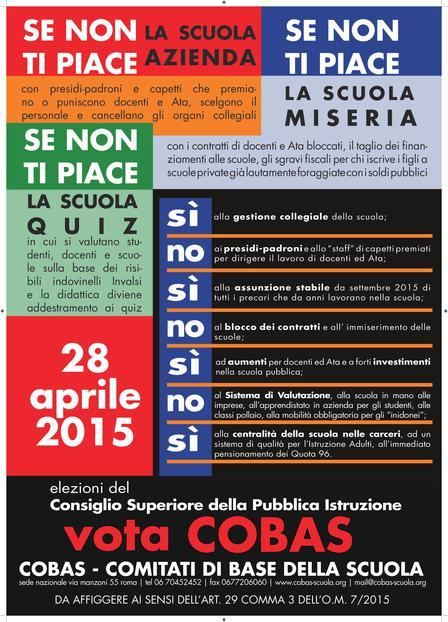 28 Aprile Elezioni del consiglio superiore della Pubblica Istruzione