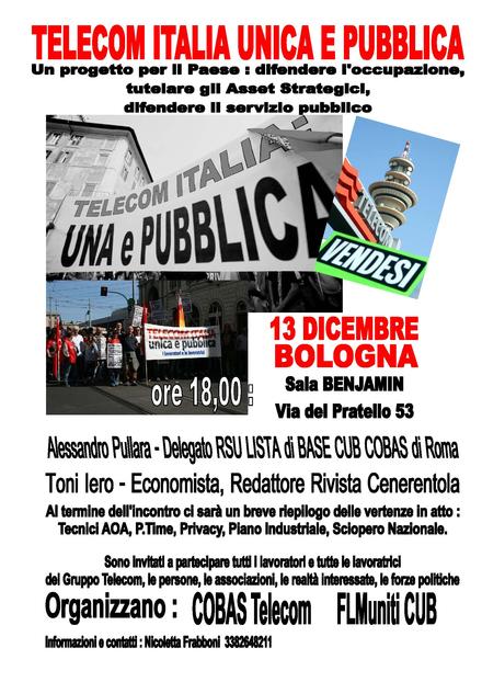 Telecom Italia - 13 dicembre incontro a Bologna
